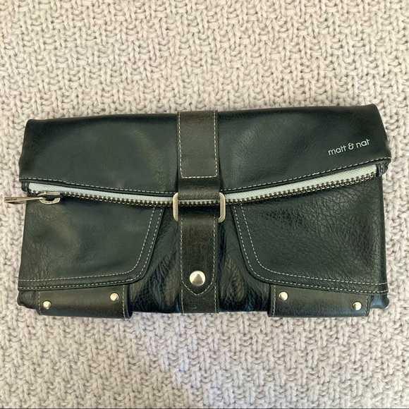 MATT & NAT Folding  Bag with Buckle Zippers Pockets Clutch - Picture 1 of 9